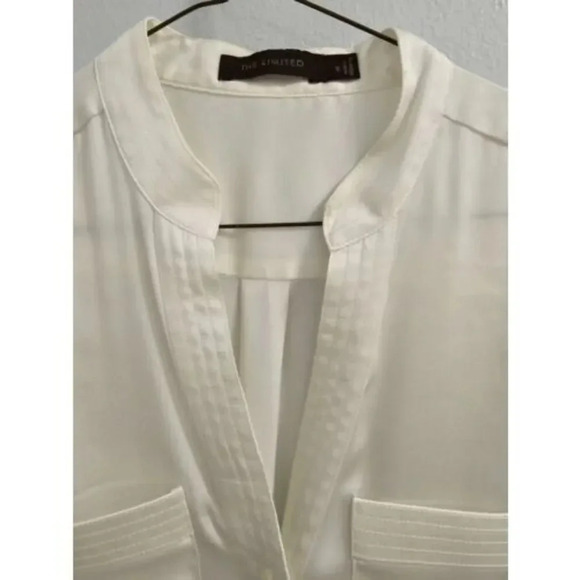 The Limited Womens Off White Cream 3/4 Roll Sleeve Blouse Size Small - Picture 7 of 12
